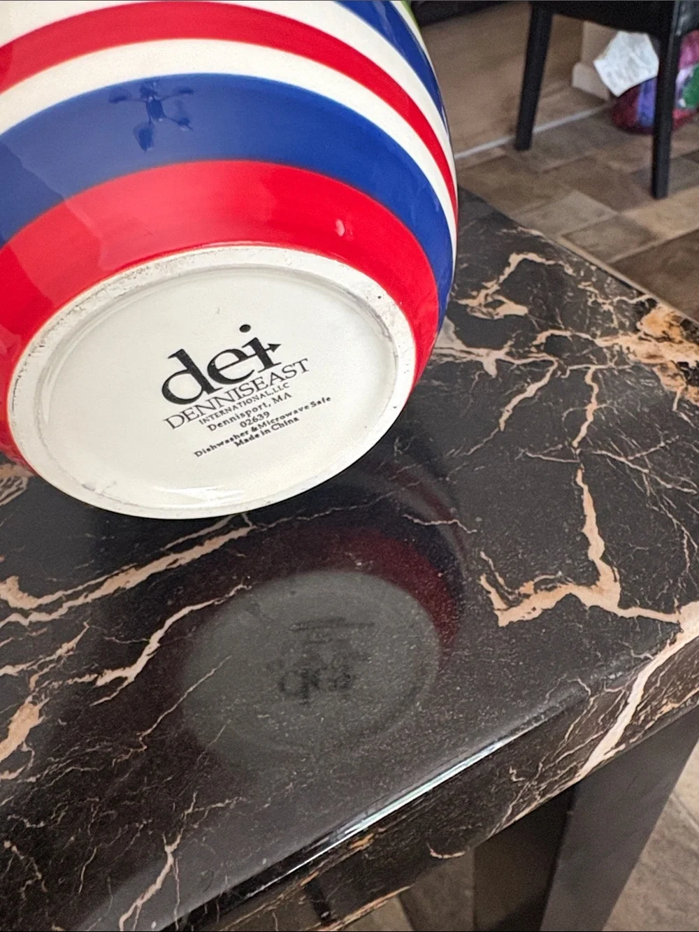 DENNIS EAST Multicolor Striped  Bowl - Red, Blue, White, Green, Yellow